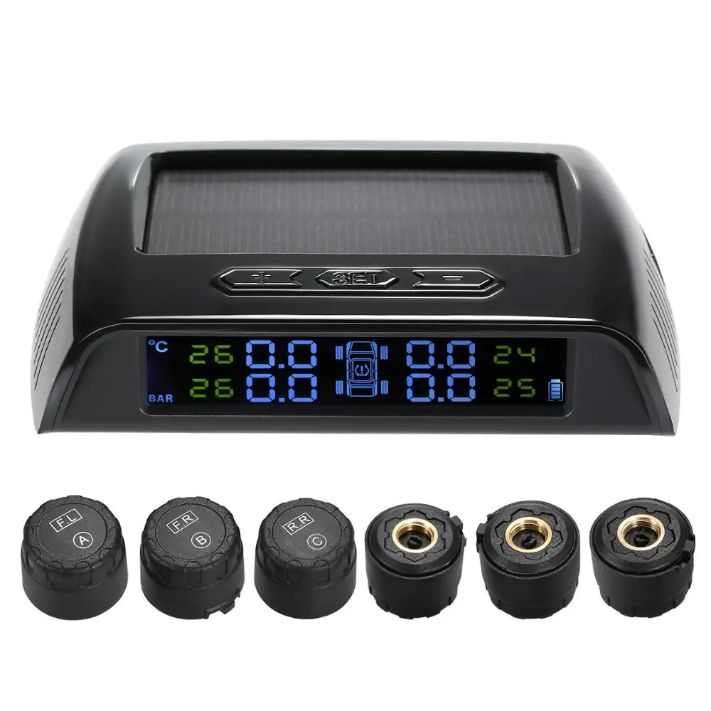 Солнечная мощность TPMS система контроля давления в шинах RV Грузовик TPMS с 6 внешними датчиками для 4-6 шин Автомобиль RV грузовик буксировочные трейлеры