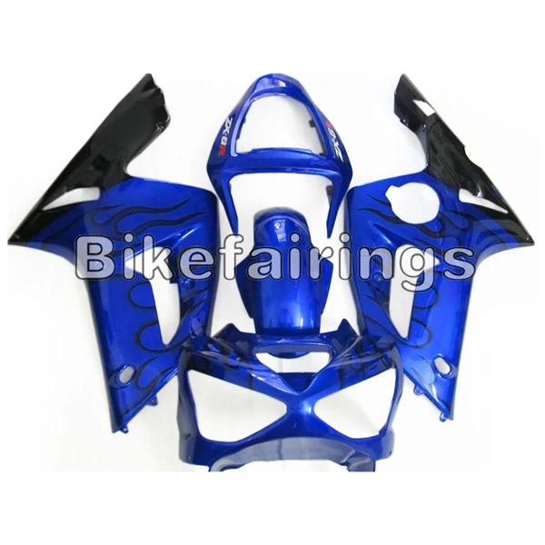 Blue Black Flames Синие корпусы для Kawasaki ZX-6R 2003 2004, рабочий пластмассовый комплект обтекателей из АБС-пластика - Цвет: Blue Black Flames