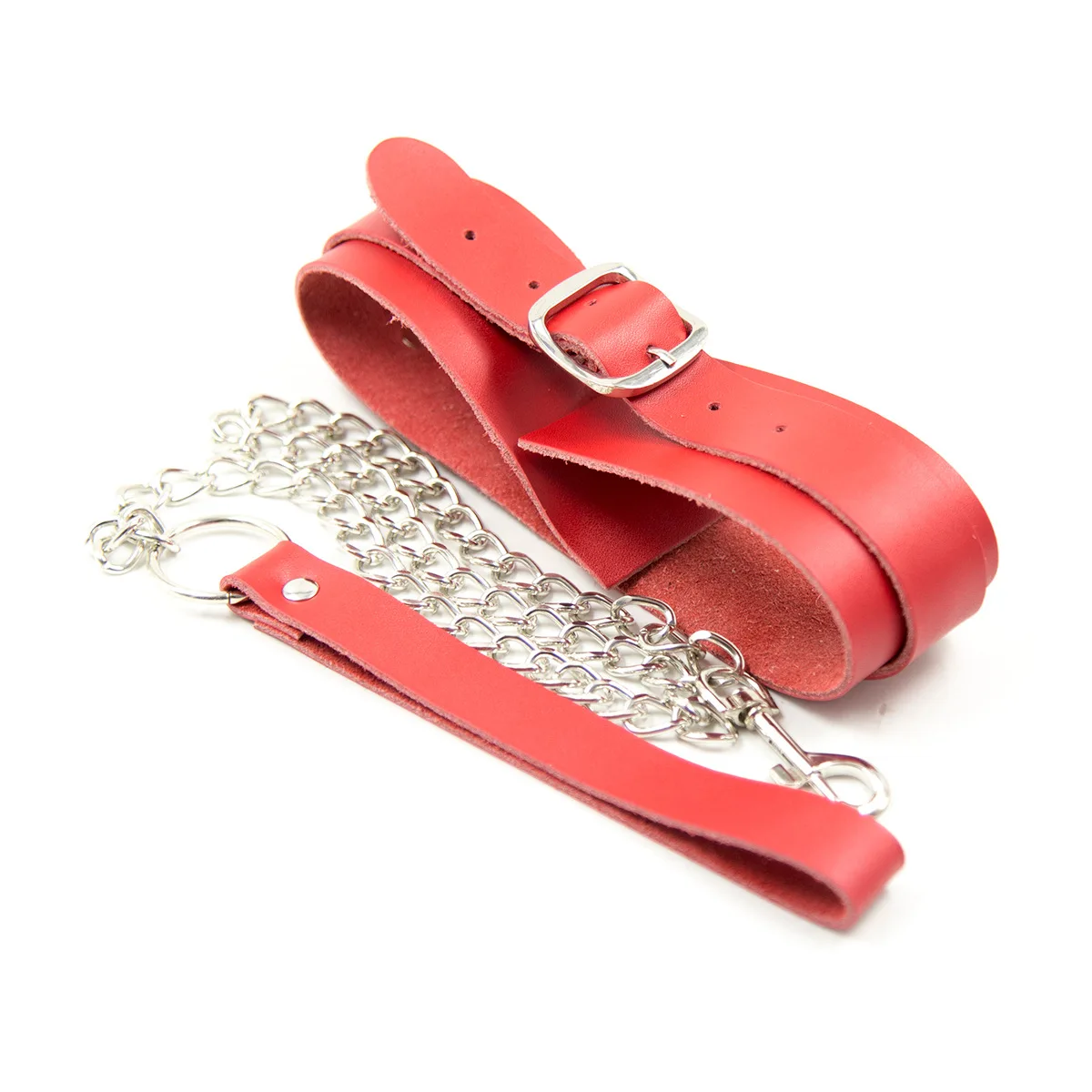 Genuine Leather Bdsm Bondage Collar With Metal Chain For Lover Role Play Erotic Posture Spreader,Sexy Leash For Slave Costume