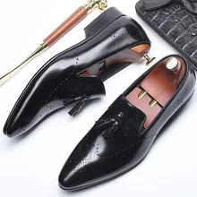 New Arrival British Style Men's Slip-on Shoes Genuine Leather Men Tassel Loafers Fashion Pointed Toe Mens Dress Shoes New Arrival British Style Men's Slip-on Shoes Genuine Leather Men Tassel Loafers Fashion Pointed Toe Mens Dress Shoes