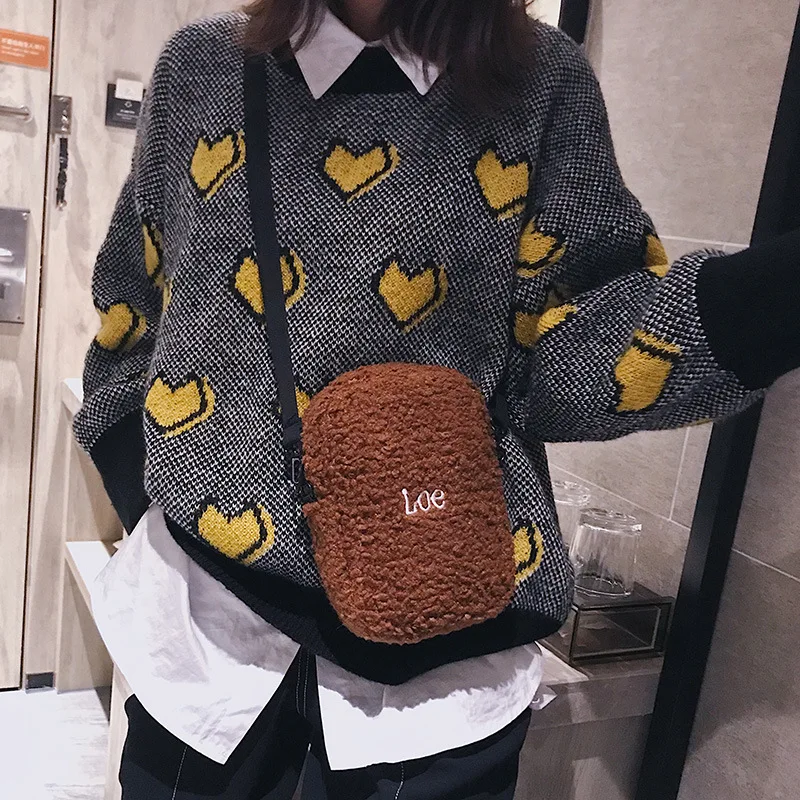 

Autumn And Winter Velvet Bag Women's 2018 New Style Fashion Korean-style Simple Versatile Little Fairy Shoulder Mobile Phone Bag