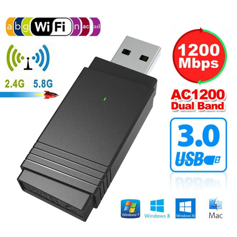 USB 3.0 Bluetooth 5.0 Transmitter Receiver 1200M WiFi Adapter Dongle AUX For TV PC 5G Network Card 1