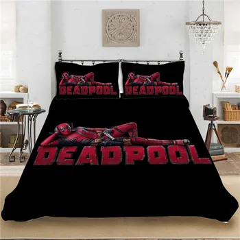 

Lazy Deadpool Super Hero Anime 3Pcs/Set Bedding Set Sheet Children Room Bed Sheet Pillow case Bedding Set Queen Bedding set