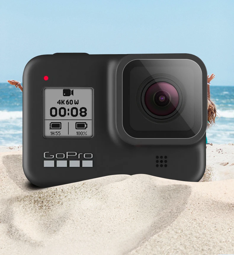 Для Gopro 8 Черные аксессуары, защита экрана закаленное стекло ультра ясный lcd HD+ защита объектива 3 шт. Набор для Go Pro Hero 8