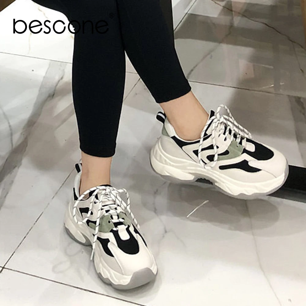 BESCONE/Новинка Модные женские туфли на плоской подошве Разноцветные Повседневные