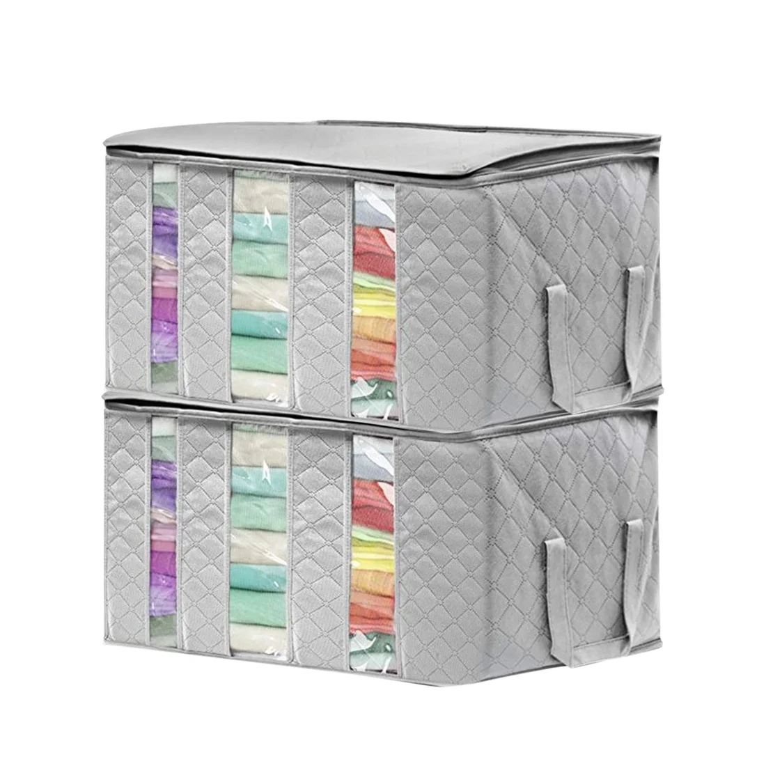 

1pcs / 2Pcs / 3pcs Non-Woven Foldable Clothes Organizer Home Storage Box Quilt Storage Bag Free Shipping - Grey