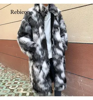 

Male Winter Spring Imitation Mink Coat Large Size Turn Down Collar Man Faux Fur Coats Mix Color Mens Fur Outcoats Clothes M-3XL
