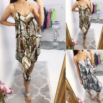 

Women Strappy Bib Cargo Pants Hip Hop Harem Pants Jumpsuit Romper Playsuit 2020 New Lady Sexy Leopard Casual Jumsuits