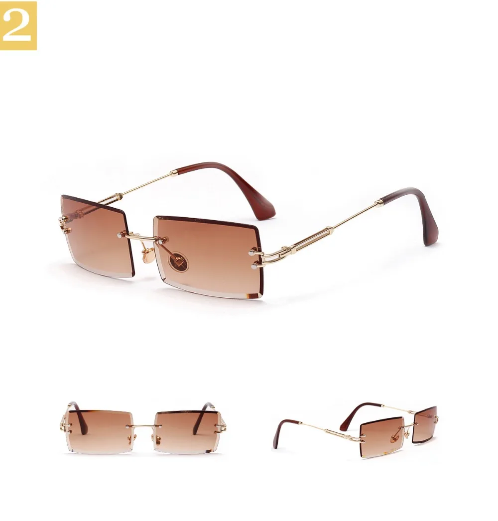 EYECRAFTERS Small Fashion Sunglasses Women Rimless Square Sun Glasses Women Shades Designer Style Female Uv400 Retro Male