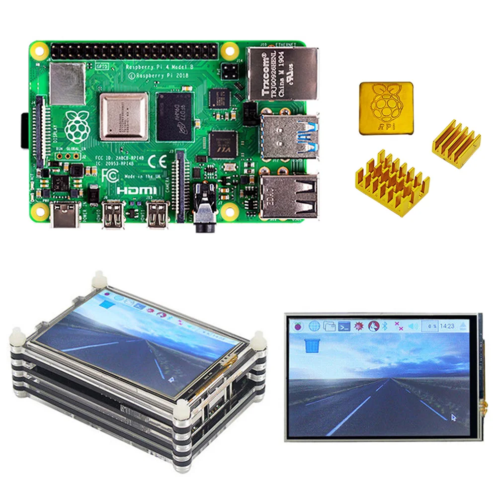 Raspberry pi 4 Гб экран raspberry комплект с дисплеем + радиатор адаптер питания чехол SD 32 ГБ