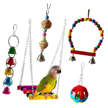 

5PCS Parrot Bite Toy Set Pet Toy Creative Bird Chewing Toy Bird Plaything Set