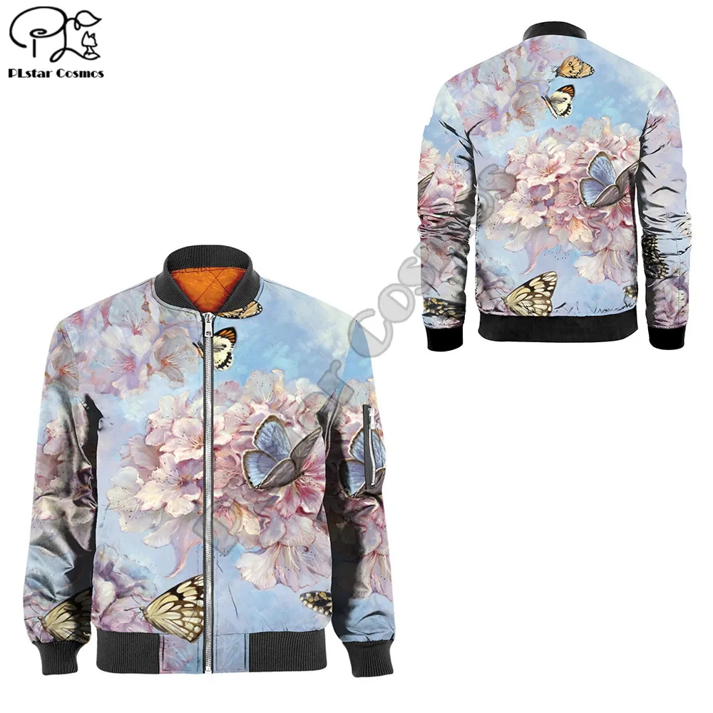 

PLstar Cosmos Beautiful Butterfly 3D Printed Zipper Flight Jackets Casual Unisex Harajuku Men/Women Streetwears Thick Coat F29