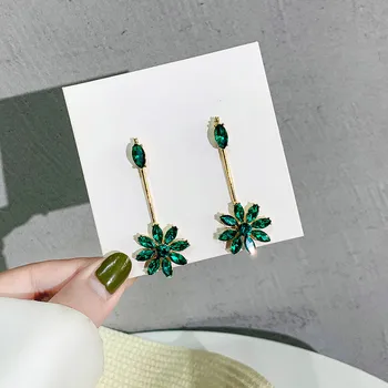 

Dominated creative Vintage style Korean fine crystal flowers temperament Drop earrings joker long Women Jewelry new earrings