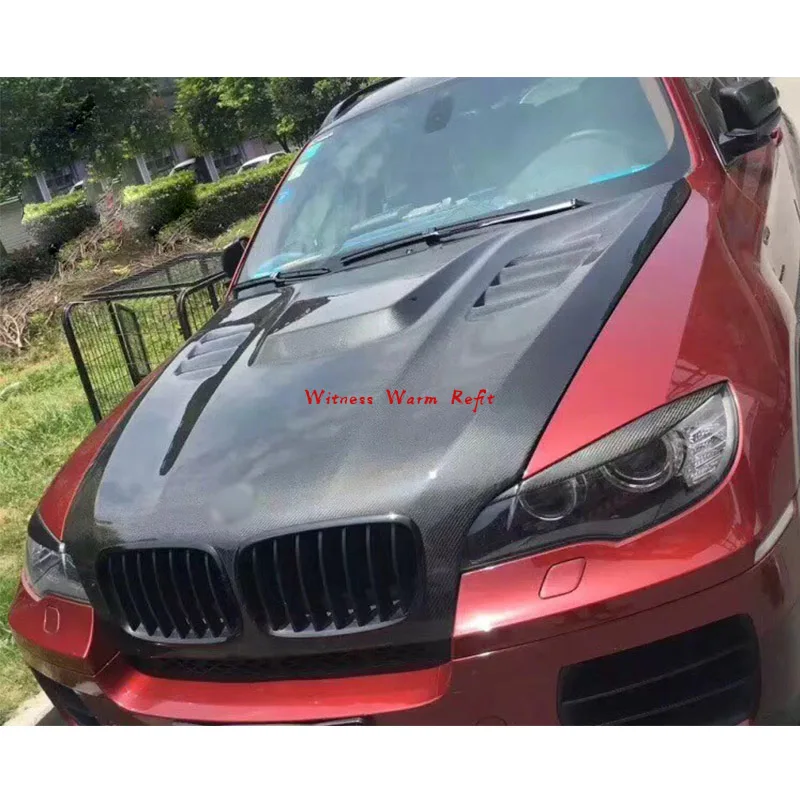 Для X5 X6 углеродная крышка двигателя для BMW E71 из углеродного волокна E70 2008
