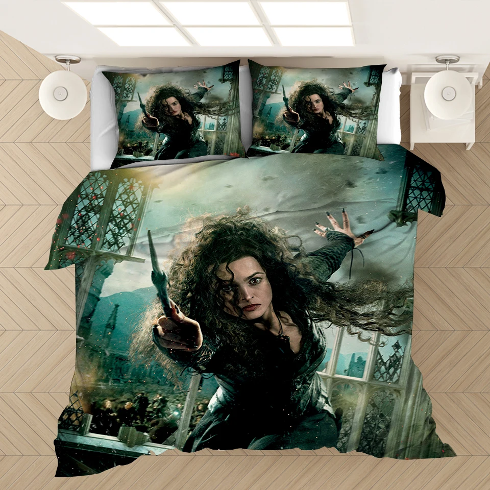 Тёмно-синий Cartoon-Potter-Elegant-Classic-3D-Bedding-Sets-Printed-Duvet-Cover-Set-Queen-King-Twin-Size - Цвет: Тёмно-синий
