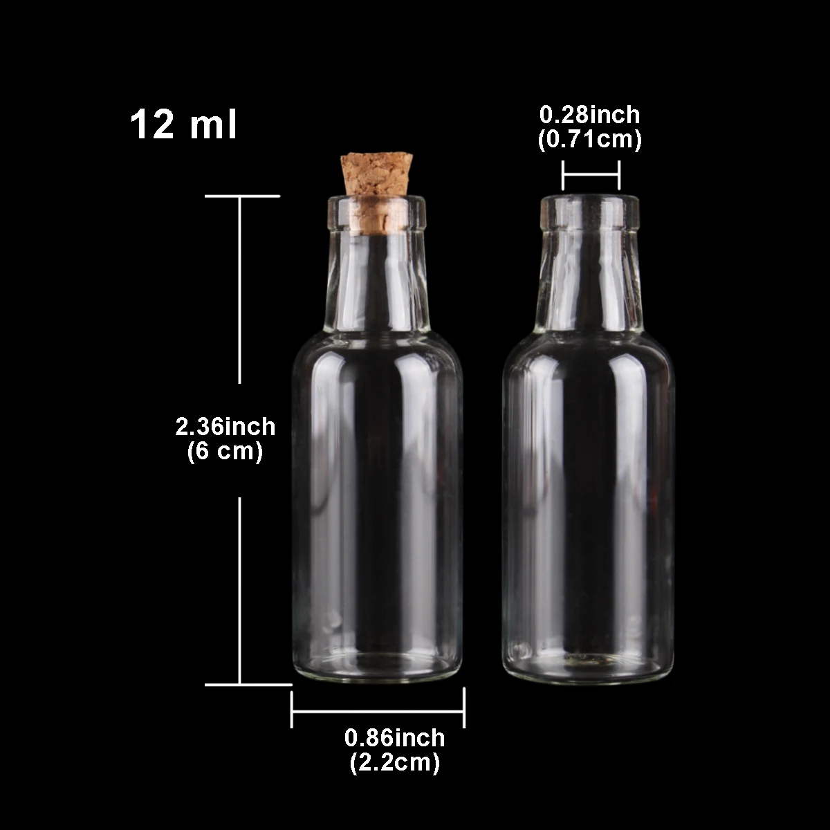 10pcs 12ml 22*60*7mm Clear Glass Jars Glass Bottles with Cork Stopper Glass Vials glass vessels Wishing bottles 2