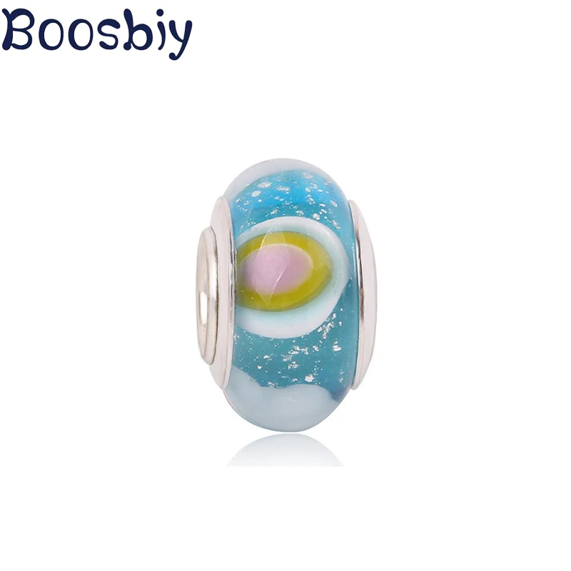 Boosbiy 2 шт радужные муранские стеклянные бусы амулеты бусины подходят для