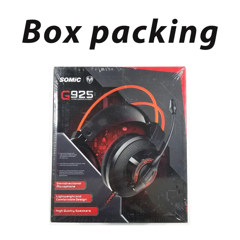 white with box SOMiC G925 проводные наушники 3,5 мм, игровая гарнитура для ПК, ноутбука, телефона, Накладные наушники с микрофоном, наушники для компьютера - Цвет: white with box