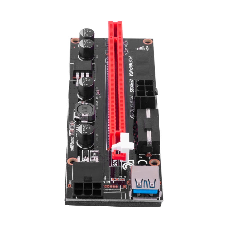 New PCI-E Riser 009 Express 1X 4x 8x 16x Extender PCI E USB Riser 009S Dual 6Pin Adapter Card SATA 15pin for BTC Mining Miner-1