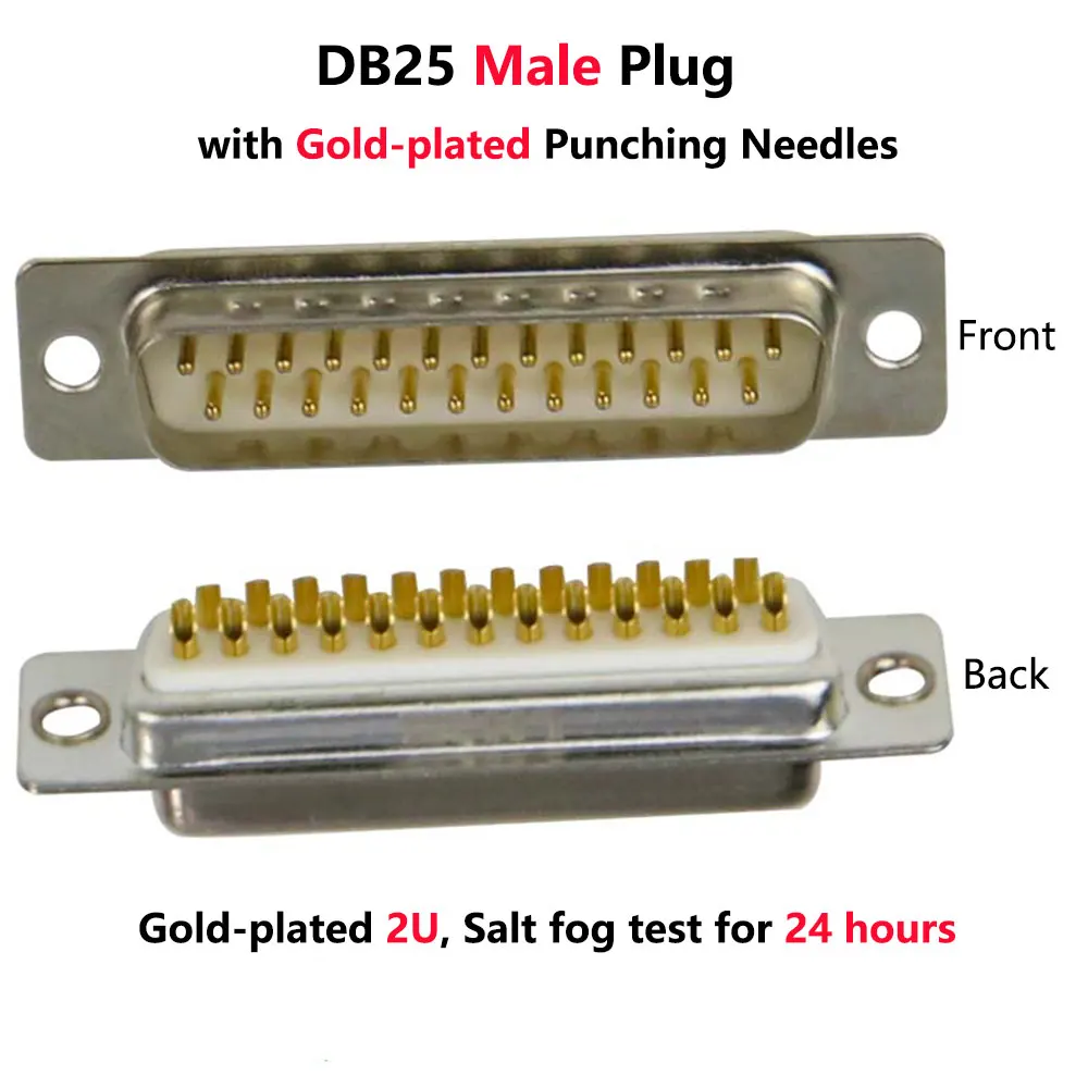 Male Gold Punching DB25 штекер гнездо 2 ряда 25 Pin последовательный порт разъем D-SUB 25 Адаптеры - Цвет: Male Gold Punching