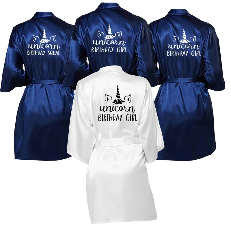 Birthday Girl Squad Kimono Robe Bathrobe Bride Robe Women Silk Birthday