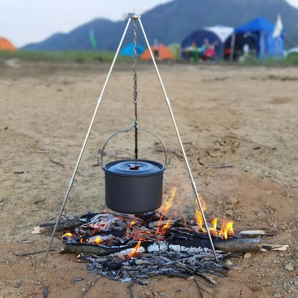 Lighten Up Outdoor Tableware Caldero Set Big Capacity Aluminum Alloy Camping Picnic Hanging Cookware Tableware Pot Cooking Campfire Pot