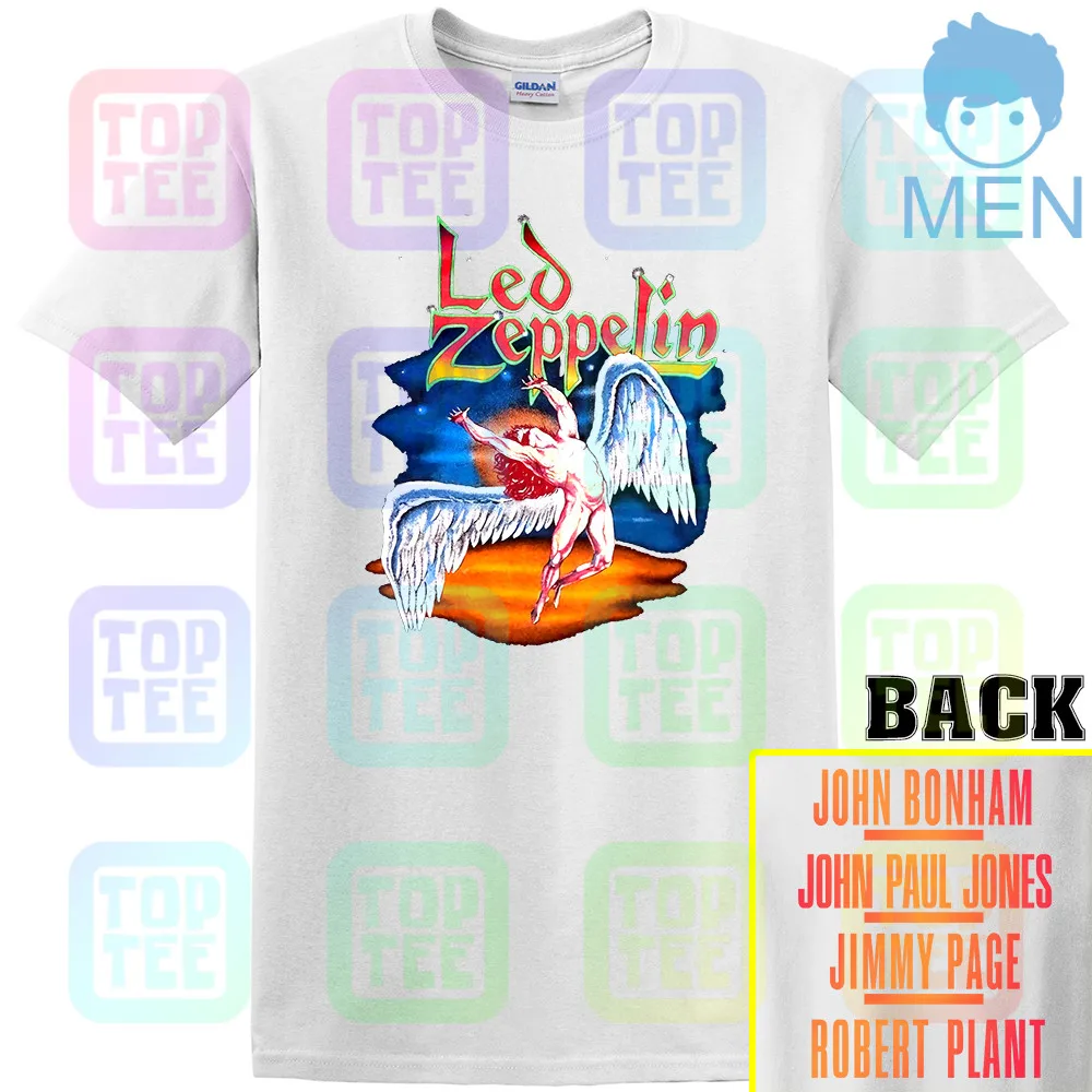 MEN-WHITE Винтажная 1990 светодиодная футболка Zeppelin Gildan - Цвет: MEN-WHITE