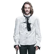 Devil Модные мужские белые блузки в британском стиле стимпанк с галстуком, мужские нарядные рубашки с длинным рукавом, вечерняя официальная блуза