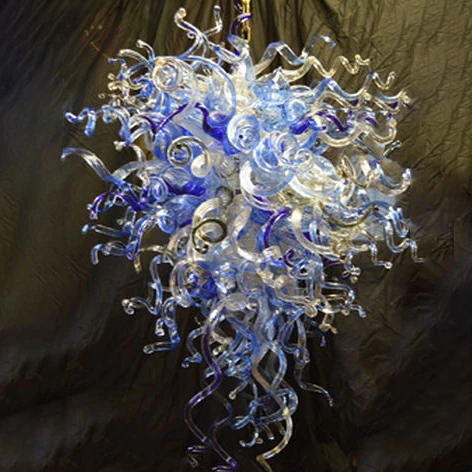 

Romantic Style Energy Saving Light Source Light Blue Blown Glass Chandelier