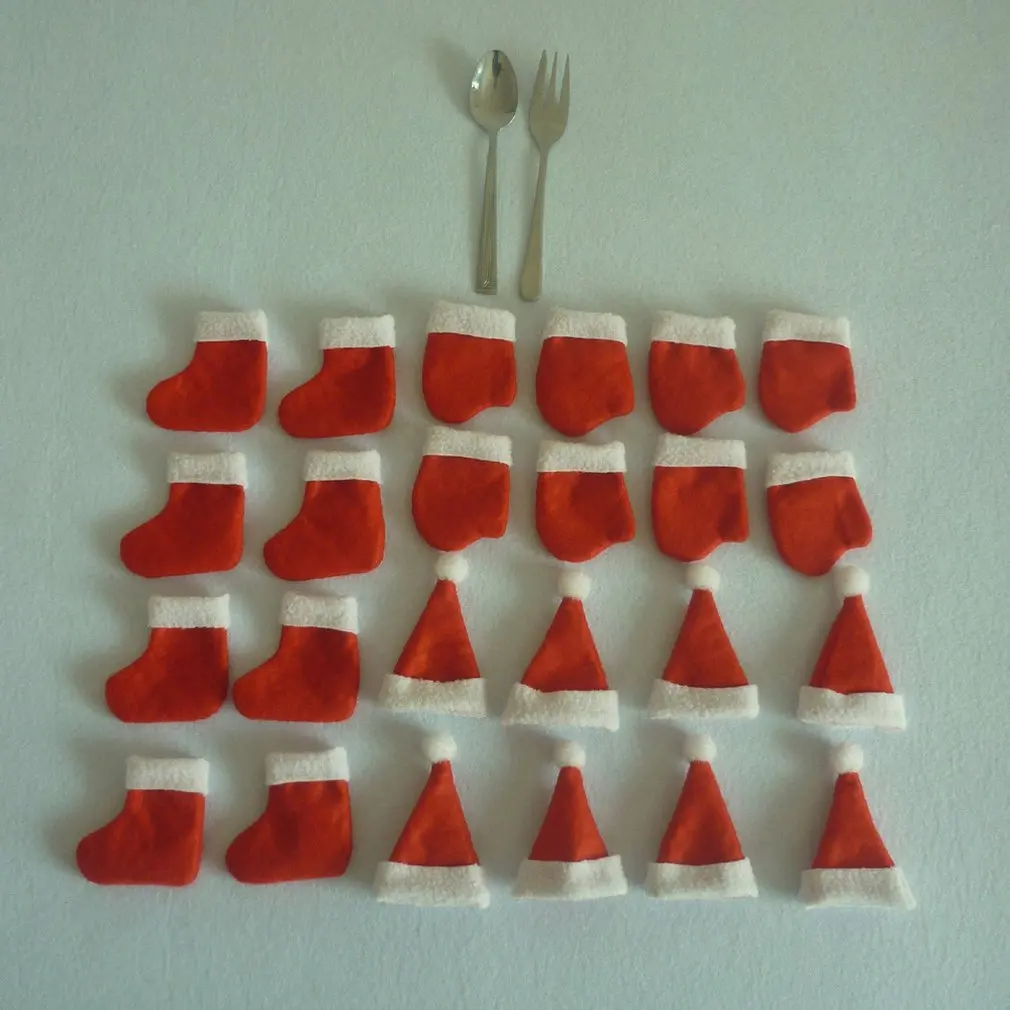 Christmas Glove Socks Gift Bag Dinner Table Knife Fork Bag Cutlery Pocket Christmas Decorations Party Supplies