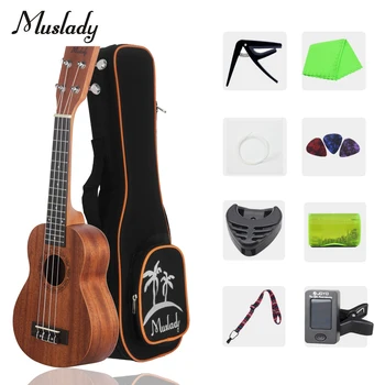 

Muslady 21 Inch Soprano Ukulele Ukelele Mahogany Wood with Carry Bag Uke Strap Strings Clip-on Tuner Cleaning Cloth Picks