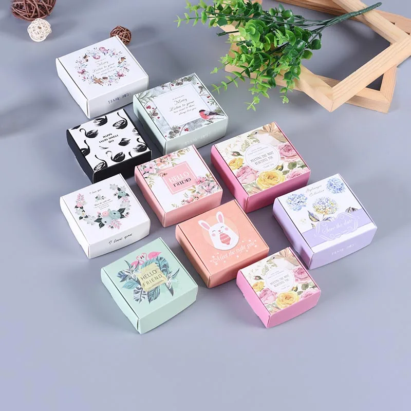 

50Pcs/lot White cardboard handmade soap candy box Small Gift Paperboard Packaging Box DIY Craft Paper box Wedding Party Favors