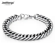 JeeMango хип-хоп/Рок титановая нержавеющая сталь мужские браслеты для щиколоток, для панков стиль цепи и ювелирные изделия с бриллиантами для мальчика JOGS1018