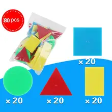 

80Pcs/Set Geometry Blocks Counting Round Triangle Square Disc Teaching Aids