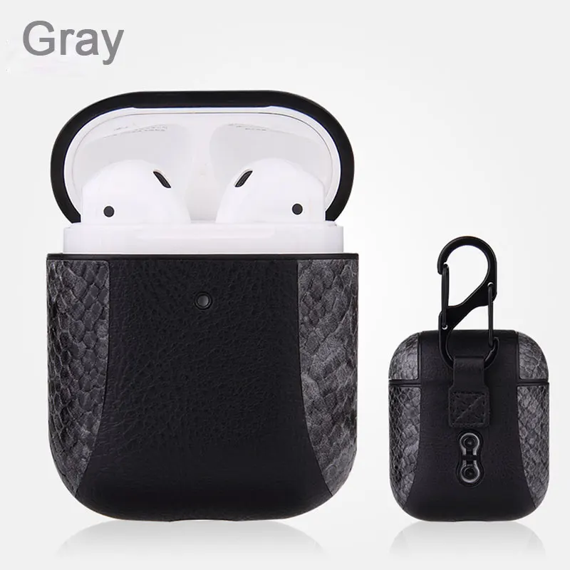 grey Змеиная кожа чехол для Apple AirPods 1 2 Bluetooth беспроводной защитный чехол для наушников для Air Pods Pro Чехол зарядная коробка - Цвет: grey