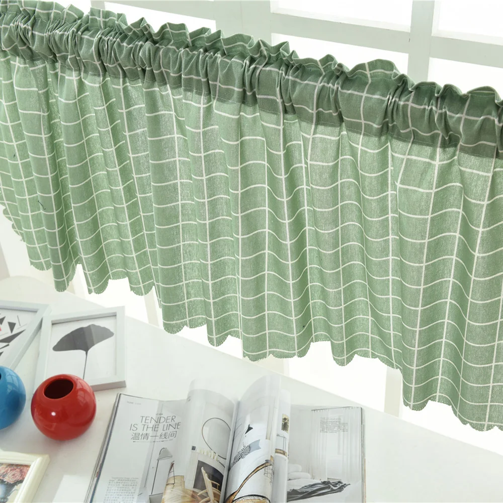 Затемняющие оконные шторы Valance в полоску короткие полупрозрачные для кухни с