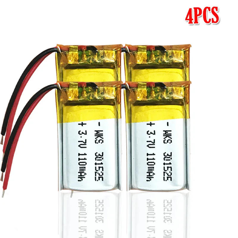 4pcs 3,7 V 110mAh 301525 ithium полимерный аккумулятор для gps psp MP3 MP4 MP5 DVD маленькие игрушки батарея Bluetooth гарнитура литий-ионный аккумулятор - Цвет: 4pcs