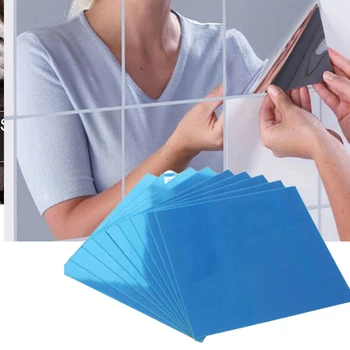 

Mirror Tile Square Wall Stickers 16pcs Self Adhesive 3D Sticker Mosaic Home Decor DIY Decoration For Living Room Porch Gifts new
