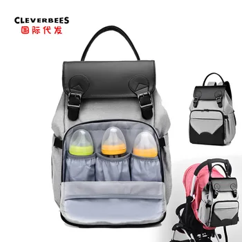 

PU leather multi-function mommy bag maternal and child pregnant women backpack baby supplies diaper milk bottle baby bag