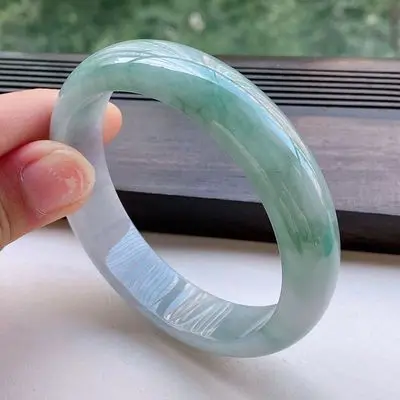 

Natural Burmese jadeite light color two-tone 54-58mm bracelet, elegant princess jewelry, best gift for mother and girlfriend