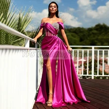 Elegant Side Slit Evening Dresses Sexy Sweetheart Off The Shoulder Beading Pleats Party Prom Gowns Special Occasion Dress