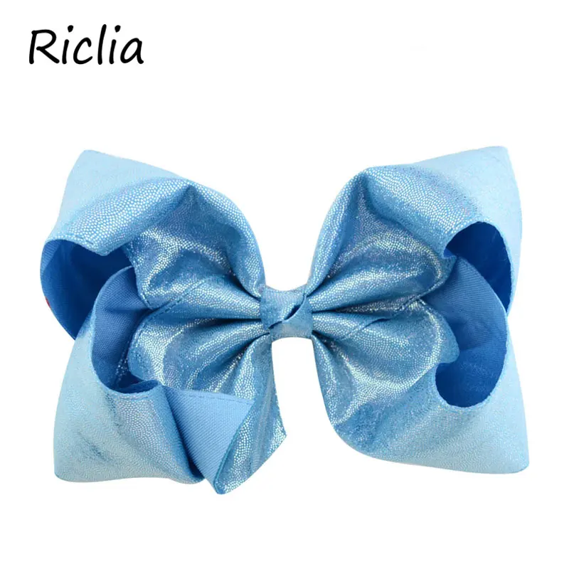 Riclia/10 шт./партия, детские заколки для волос с блестками, однотонные детские заколки для волос с большим бантом, модные головные уборы, 6 цветов, головной убор с бантом для девочек