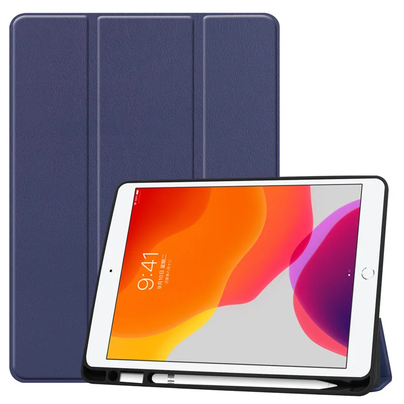 Для apple iPad 10,2 Чехол Мягкий ТПУ чехол для планшета с карандашом умный чехол для iPad 7-го поколения Чехол - Цвет: Dark blue Bi Cao