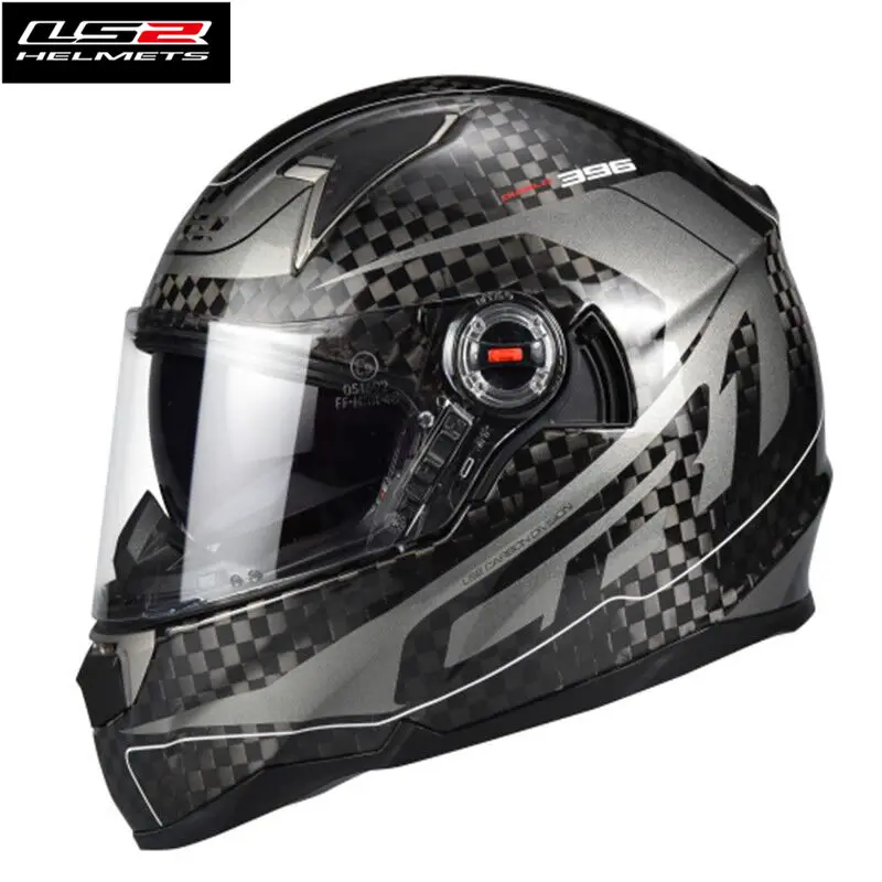 LS2 FF396 из углеродистого волокна с полным покрытием уход за кожей лица moto rcycle шлем мужские гонки moto Casco capacete ls2 шлем с двойным объективом ECE Сертификация - Цвет: Gray