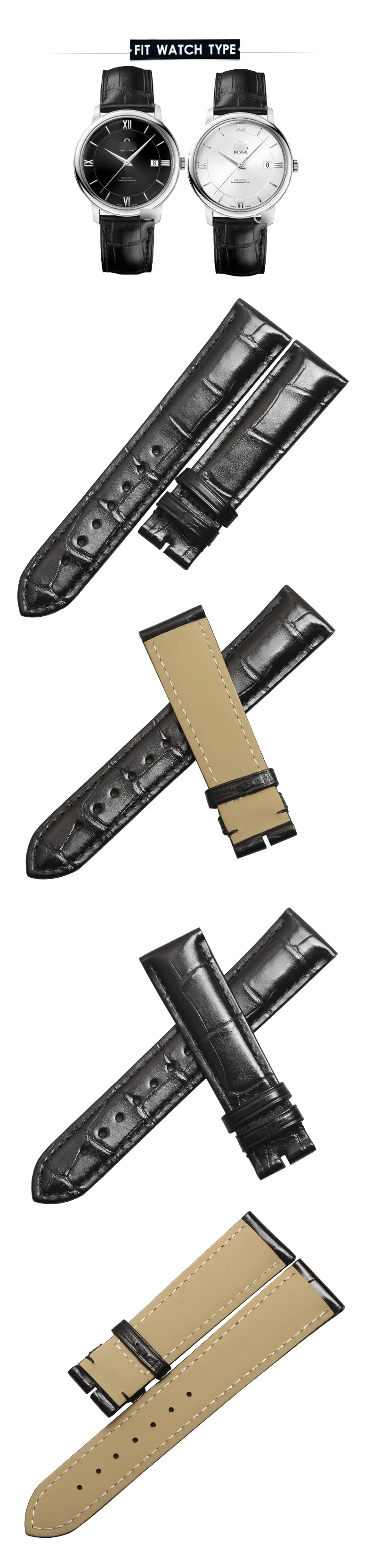 pele do jacaré crocodile grain leather strap watch band