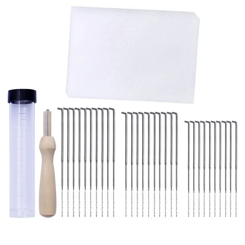 3 Sizes Felting Needles Felt Tools with Clear Bottle 1 Wooden Handle Felting Needles Kit DIY Pin Felt Tool Set