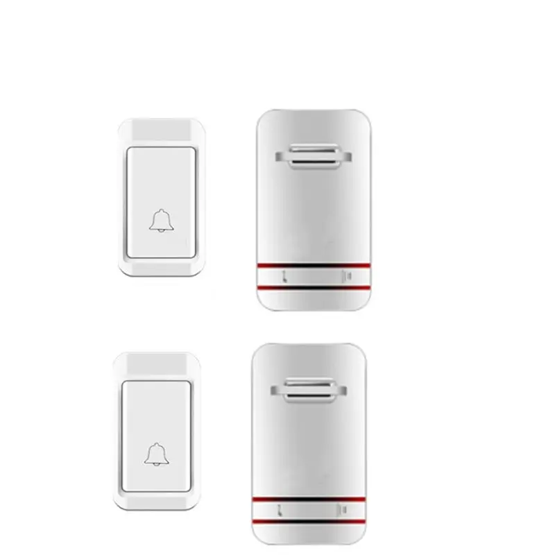 Free of Battery 2 Push +2 Receiver Option Wireless Door Bell Set Ring By 100-240V Doorbell IP44 Long Range Chime |