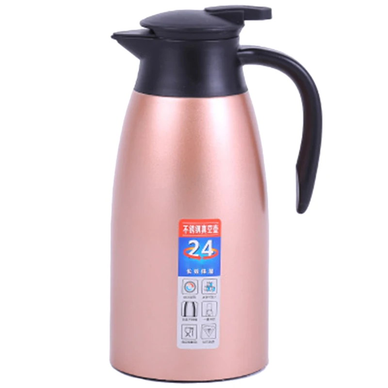 Rose Gold ELEG-304 термос из нержавеющей стали 2L с вакуумной изоляцией, чайник для кофе, чая, молока, кувшин для дома и офиса - Цвет: Rose Gold