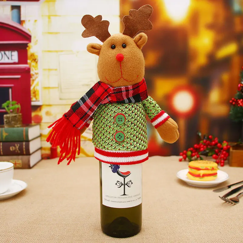 N3- Elk Год подарок Санта Клаус винная бутылка пылезащитный чехол Xmas Noel рождественские украшения для дома Navidad декор для обеденного стола - Цвет: N3- Elk