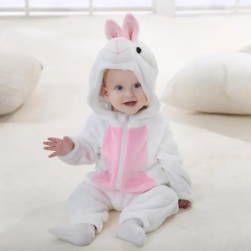 Толстовки с капюшоном для маленьких детей; простой комбинезон с милым рисунком животных; фланелевые корейские милые комбинезоны; зимний комбинезон на молнии; одежда